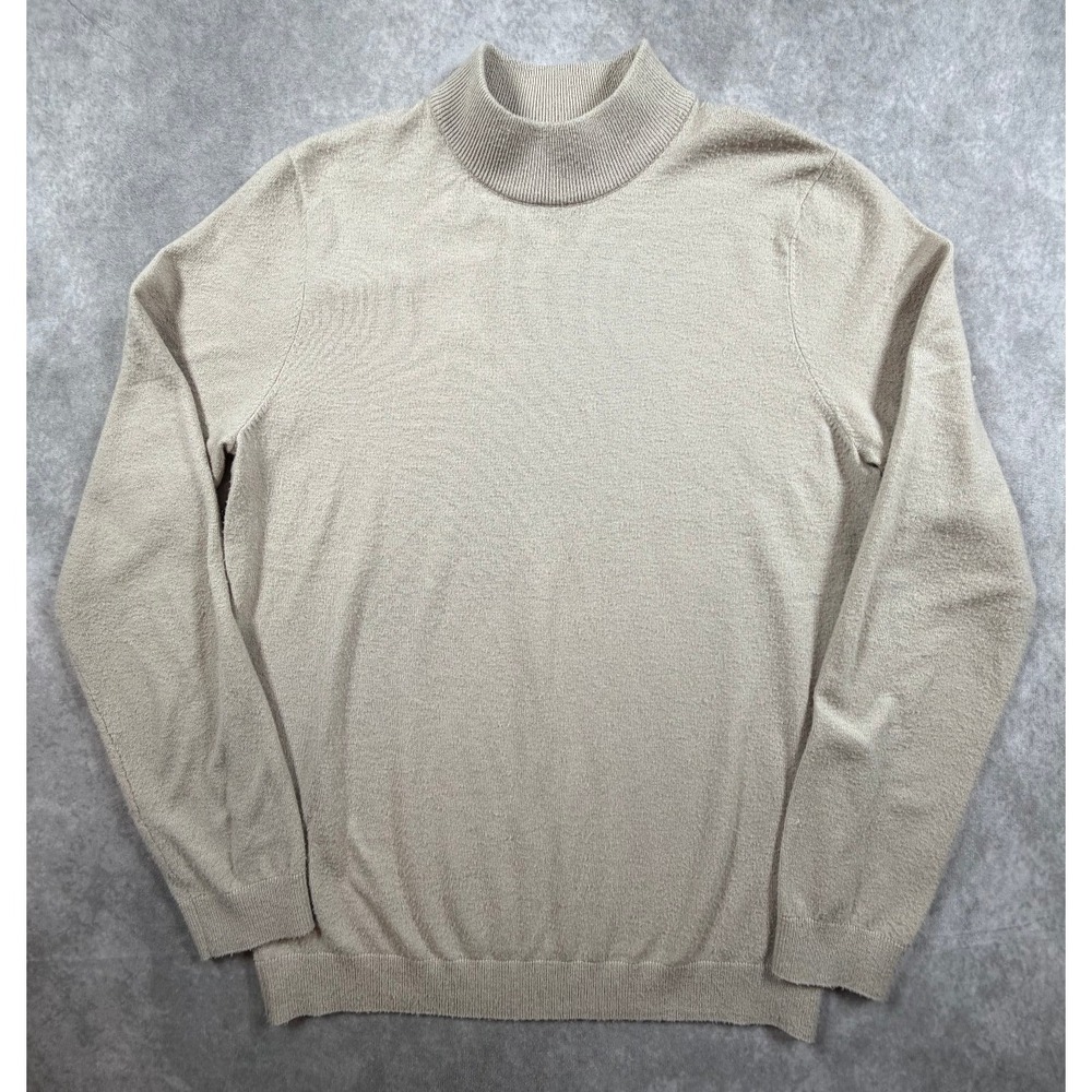 Open Edit Mens Medium Sweater Beige Knit Mock Neck Pullover Nordstrom